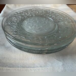 Princess House Fantasia Poinsettia Pattern Frosted Center Salad Plate Set of 4